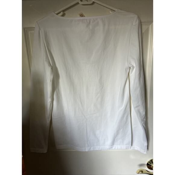 New Wolford Pullover Top large white scoop neck long sleeves poly nylon blend - Picture 5 of 8